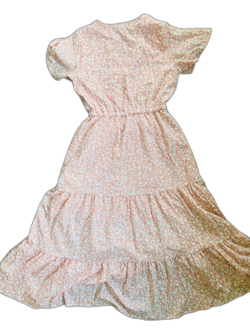PrettyGarden S Floral Tiered Draw String Waist Soft Orange Dress Vaca spring - Picture 2 of 11